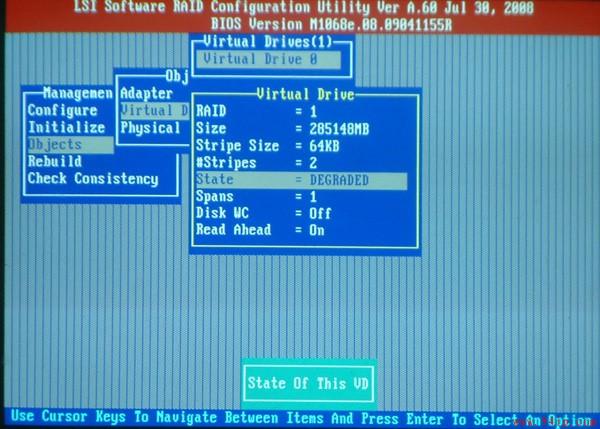 LSI 1068E Ctrl+M快捷键阵列卡单块硬盘掉线及处理步骤