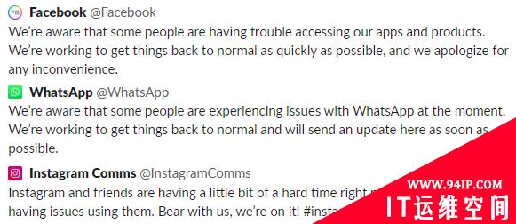 Facebook、WhatsApp和instagram 六小时无法访问